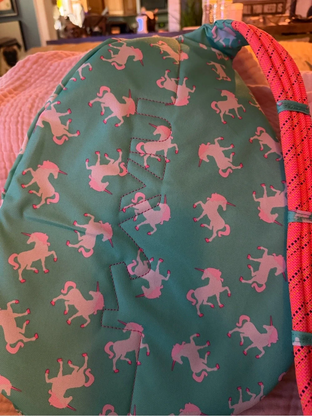Kavu Mint Unicorn Rope Sling Bag with Pink Accents - Picture 3 of 3